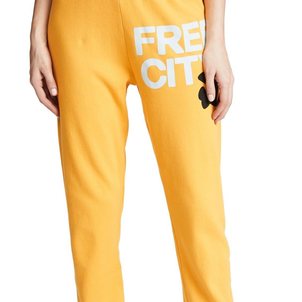 Free City feather weight yellow sweatpants